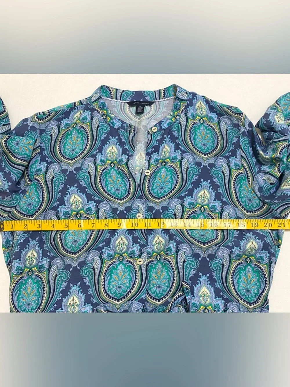 Tommy Hilfiger Womens XL Blue Paisley LongSleeve Utility Button-Front Mini Dress - Picture 9 of 14